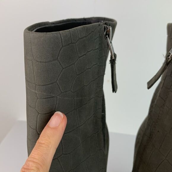Sam Edelman Women’s Gray Leather Crocodile effect Reyes heeled ankle boots 6.5 - Picture 15 of 15